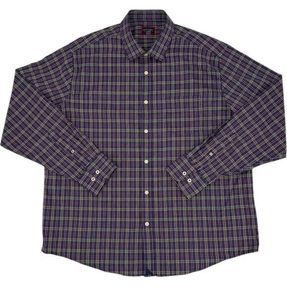 UNTUCKit Men's Talty Relaxed Fit Long Sleeve Plaid Shirt Navy/Red/Yellow XL - Picture 2 of 11